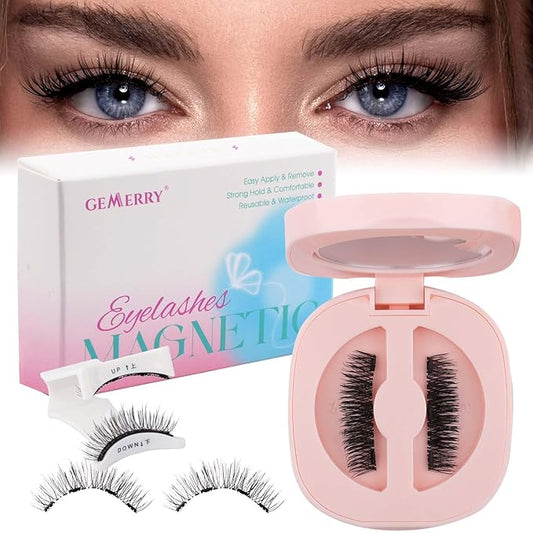 GEMERRY Magnetic Eyelashes with Applicator No Glue Needed Soft Natural Look Magnetic Lashes DIY at Home for Beginners