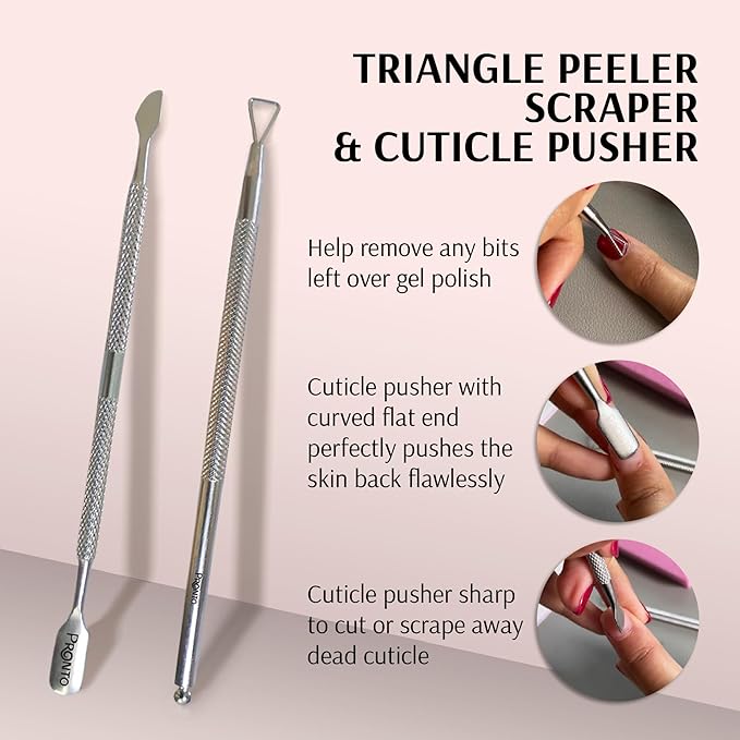 Pronto Gel Nail Polish Remover Kit – 8 Oz Pure Acetone 100 Percent, Nail File, Nail Polish Soak Off Bowl, Cuticle Oil for Nail Care + Manicure Set with Nail Buffer Block, Cuticle Pusher & Nail scraper