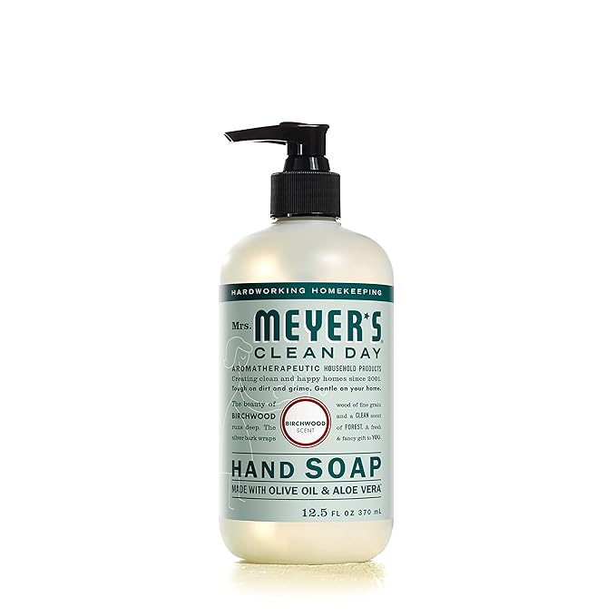 MRS. MEYER'S CLEAN DAY Hand Soap, Made with Essential Oils, Biodegradable Formula, Birchwood, 12.5 fl. oz