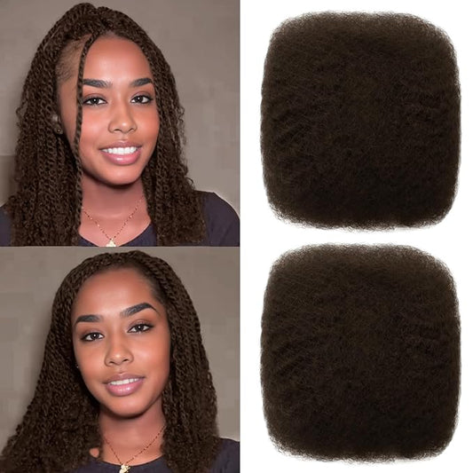Afro Kinkys Bulk Human Hair 100g 14 Inch Chocolate Brown Afro Kinky Curly Human Hair Bulk for Dreadlock Extensions, Micro Locs, Braiding Twists, Braids and Repair Locs(14 Inch, 4#)