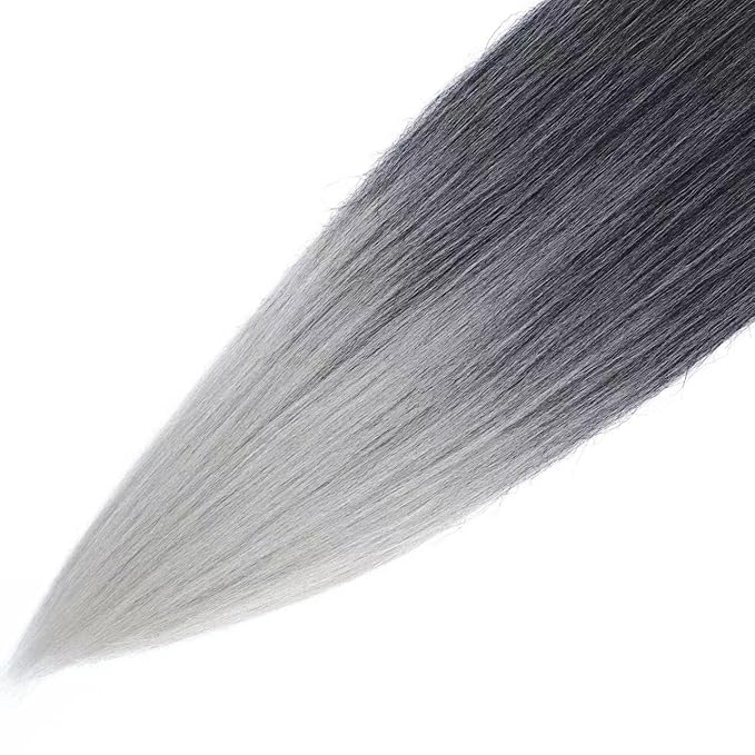 Pre-stretched Braiding Hair, Original Braid Hair Extensions, Hot Water Setting Crochet Hair Braids, Yaki Texture Easy Braiding Hair(28''-8packs, 1b/silver)