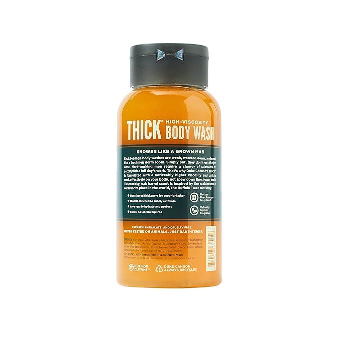 Duke Cannon Supply Co. THICK High-Viscosity Body Wash for Men Smells Like Bourbon Oak Barrel Multi-Pack - Premium Ingredients, Plant-Based Thickeners, Superior Lather, Exfoliating, 17.5 Fl Oz (3 Pack)