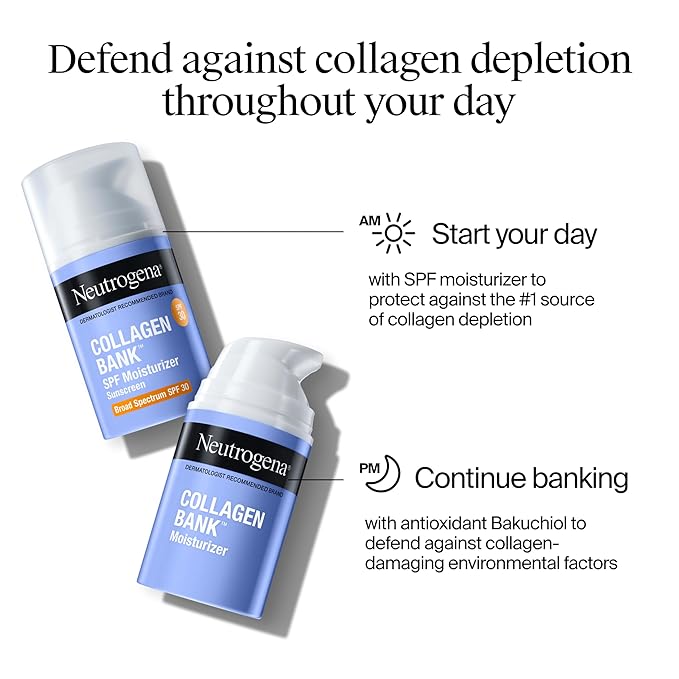 Neutrogena Collagen Bank Face Moisturizer, Larger Size Anti-Aging Face & Neck Collagen Cream, Bakuchiol, Face Lotion Supports Skin’s Natural Collagen for Visibly Plump Skin, 2.7 fl. oz