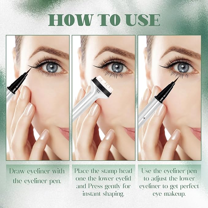 Lower Lash Stamp 2 in 1 Bottom Eyelash Stamp with Ink Kit Waterproof& Long Lasting Quick Eye Makeup Tool DIY at Home(Black)