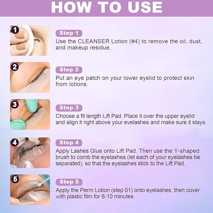 Lash Lift Kit, Eyelash Perm Kit, 5 Sets Lash Perm Kit Eyelash Lift Kit, Eyebrow Lamination Easy for Beginner, Professional Eyelash Curling Lash Extension Set, Home Achieve Semi-Permanent Curling