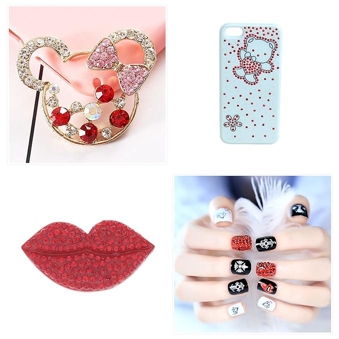 3100Pcs Crystal Red Nail Rhinestones,HOINCO Rhinestones for Nails,Nail Gems and Rhinestones Gems Multi Shapes Nail Charms for Nails Nail Crystal Beads Jewel for DIY Nail Art with Tweezers and Pen