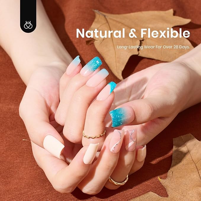 Beetles Gel Nail Kit Easy Nail Extension Set 504Pcs Pre Filed Half Matte Short Square Soft Etch X Nail Tips with 5 in 1 Nail Glue Gel Uv Led Lamp Nail for Women