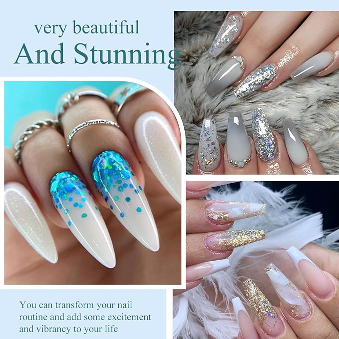 MEET ACROSS Red Blue Gel Nail Polish Set 18Pcs Glitter Gel Polish Kit 15 Colors Pink Orange Purple Collection Set Professionail Gel Manicure Kit Gift for Women