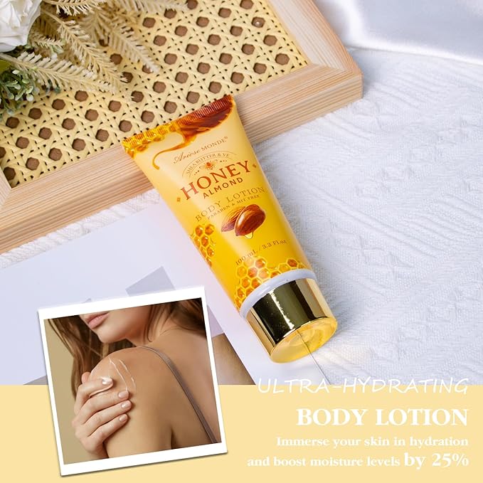 Gift Baskets , Spa Gifts for Women, 8pcs Honey Almond Bath Gift Set for Women, Relaxation Self Care Spa Kit W/Bath Bomb, Bubble Bath, Mom Birthday Gifts, Christmas Gifts Thank You Gifts