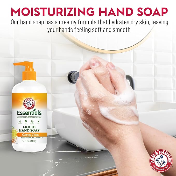 Arm & Hammer Liquid Hand Soap for Skin Cleaning - Cleanser for Kitchen & Bathroom with Orange Citrus Scent - Natural Hand Soap Cleanses, Softens 14 FL Oz (414ml)