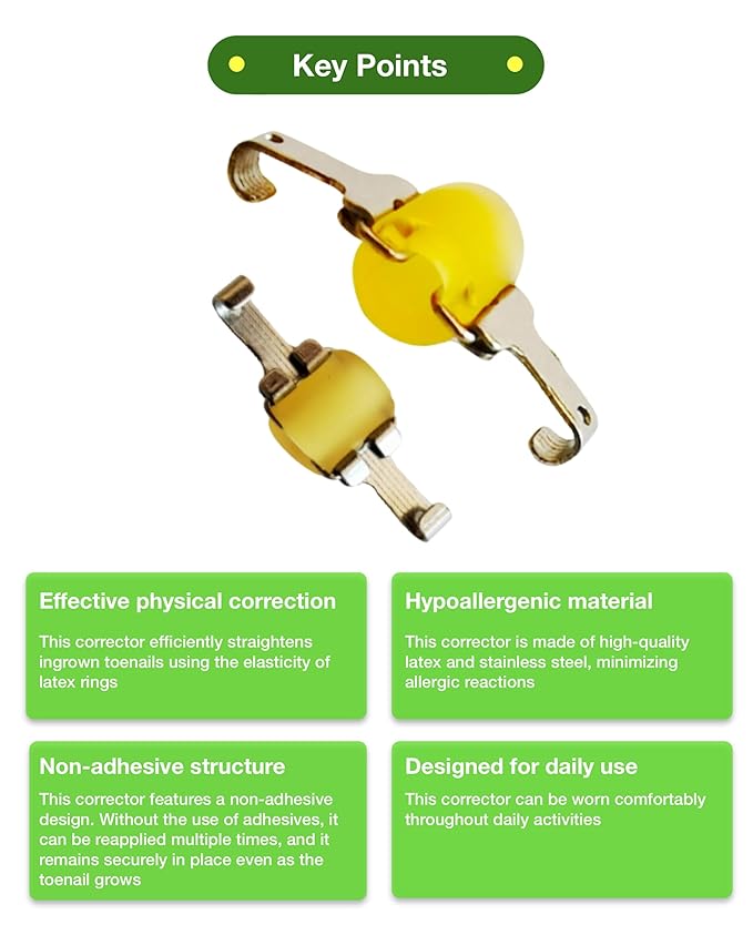 Ingrown Toenail Treatment & Corrector with Latex Elasticity - Curved Toenail Straightener | Effective Daily Solution for Ingrown Toenail Pain & Growth Correction [L/0.78inch/19-21mm]