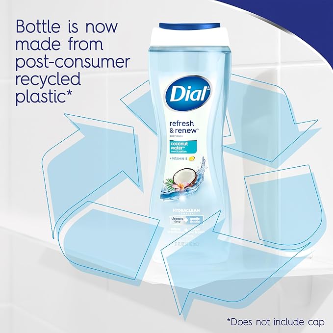 Dial Body Wash, Coconut Water, 21 Ounce , 4 Count (Pack of 1)