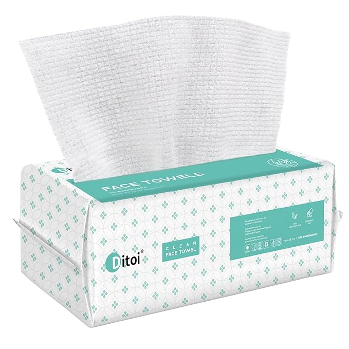 Disposable Face Towels,Ultra Soft &Thick Face Dry Wipes for Makeup Removal & Skincare,Vscose Fiber Facial Coths for Women Daily Cleansing,60 Count
