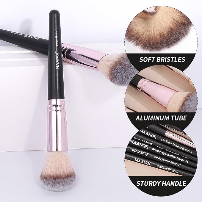 MAANGE Makeup Brushes 42 Pcs Makeup Kit, Multi-functional Makeup Tool Set with Makeup Brush Foundation Brush Make up Brushes Set (Black, 42 Piece Set)