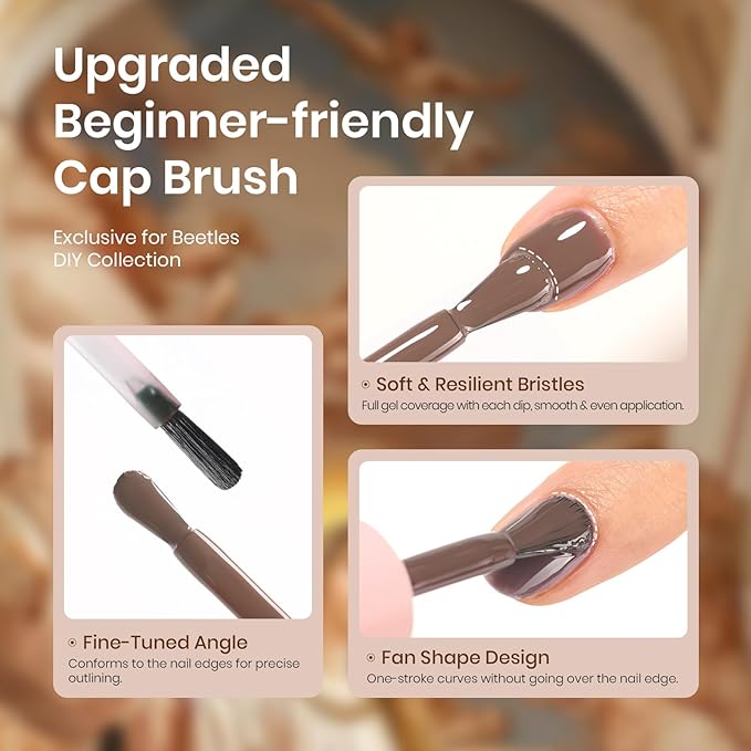 Beetles X DIY Nail, Goddess Revival Gel Nail Polish Kit 5 Color Brown Blue White Uv Gel Polish with 160pcs Nail Tips Golden Gemstone Charms Nail Foil Stickers Nail Decors Manicure Gifts for Girls