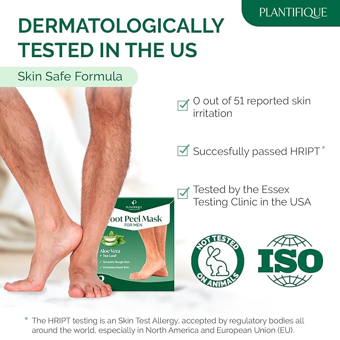 PLANTIFIQUE Foot Peel Mask 4 Pack and Foot Peel Mask for Men 2 pack