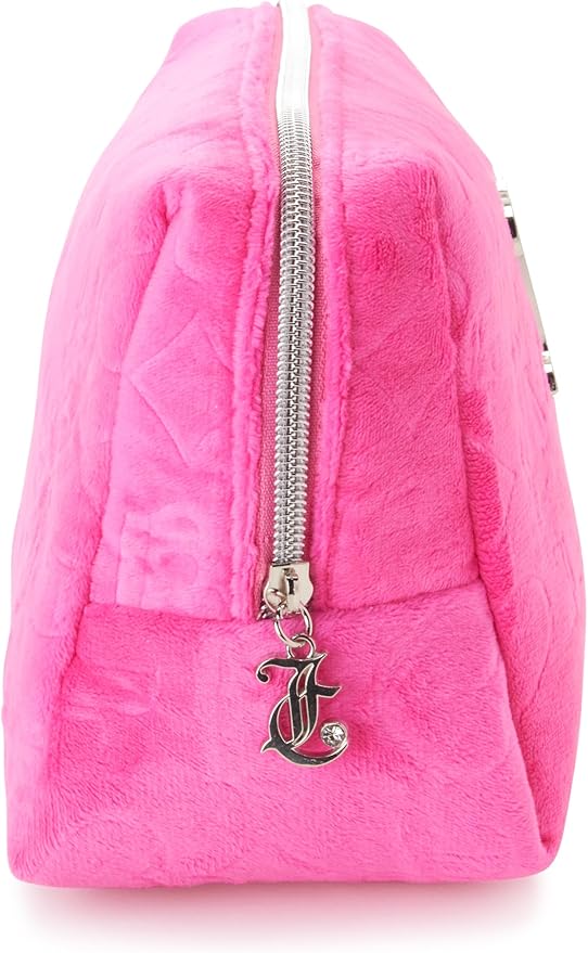 Juicy Couture Women's Cosmetics Bag - Travel Makeup and Toiletries Clutch Wedge Pouch, Hot Pink