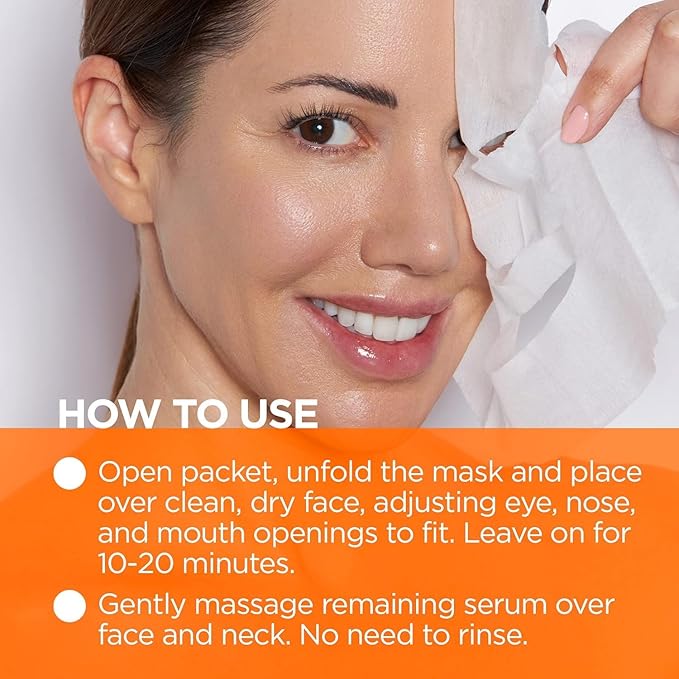 Andalou Naturals Instant Brighten and Tighten Hydro Serum Facial Mask, Single Face Mask, 0.6 Ounce (Pack of 6)