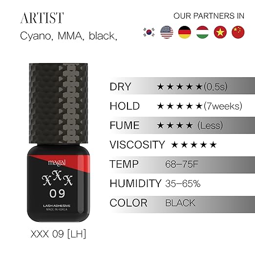 MAGAL Eyelash Extension Glue for Professional Lash Technician| 0.5Sec Dry | Retention 7weeks | 0.17fl.oz - 5ml |Extra Strong Adhesive for Lash Extension (XXX 09) – Extra Strong Hold for Artist