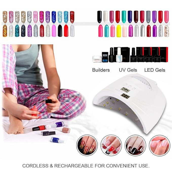 ZJchao 48W LED Nail Gel Lamp, LED Nail Lamp Nail Dryer Machine with 3 Timer Setting Smart Sensor for Fingernail Gel Polish Curing Nail Art Painting Tools Nail Light Nail Curing Dryer (US Plug)