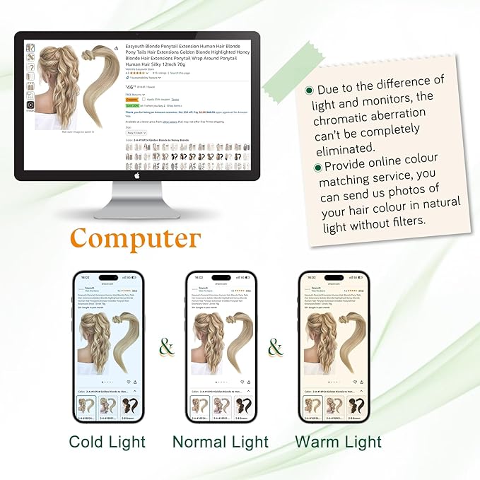 Easyouth Ponytail Extension Brown Human Hair Ponytail Extensions Wrap Around Ponytail Human Hair Pony Tails Hair Extensions Clip in Ponytail Extension Human Hair Milky Brown 16Inch 80g #4