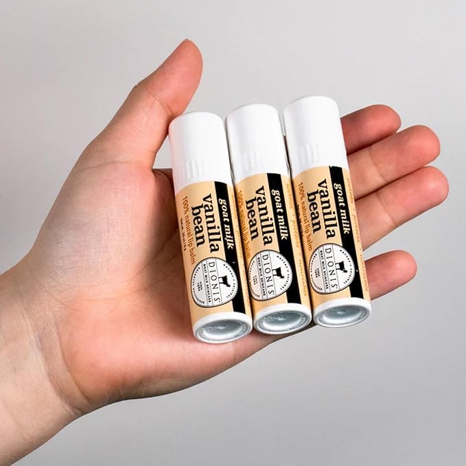 Dionis - Goat Milk Skincare Scented Lip Balm, Set of 6 (0.28 oz), Moisturize Dry and Chapped Lips, Cruelty-free and Paraben-free (Vanilla Bean)