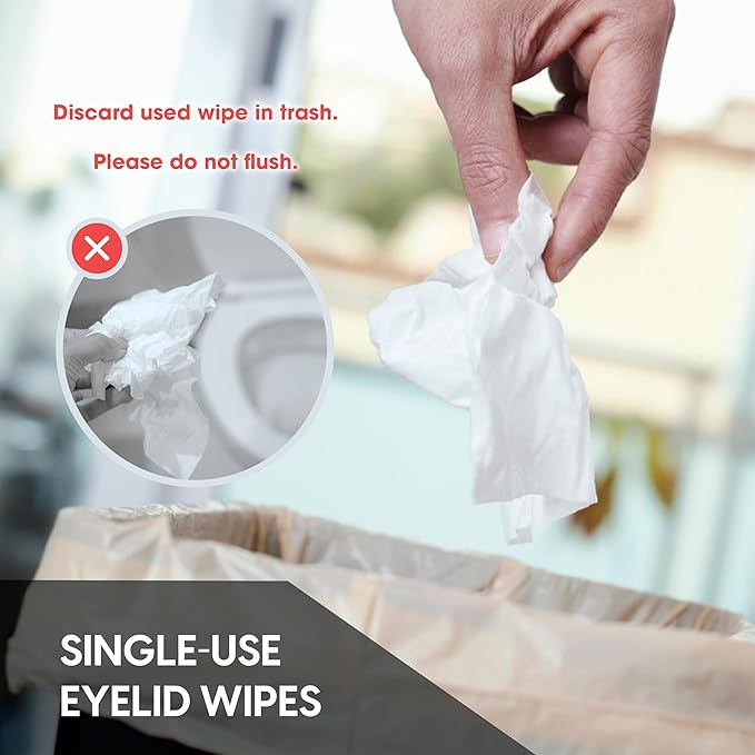 Clear C Eyelid Wipes Pre-Moistened for Dry Eyes – Rinse Free Eye Lid Cleaning Wipes – Individually Wrapped Travel Eye Wipes, 3 Boxes of 30