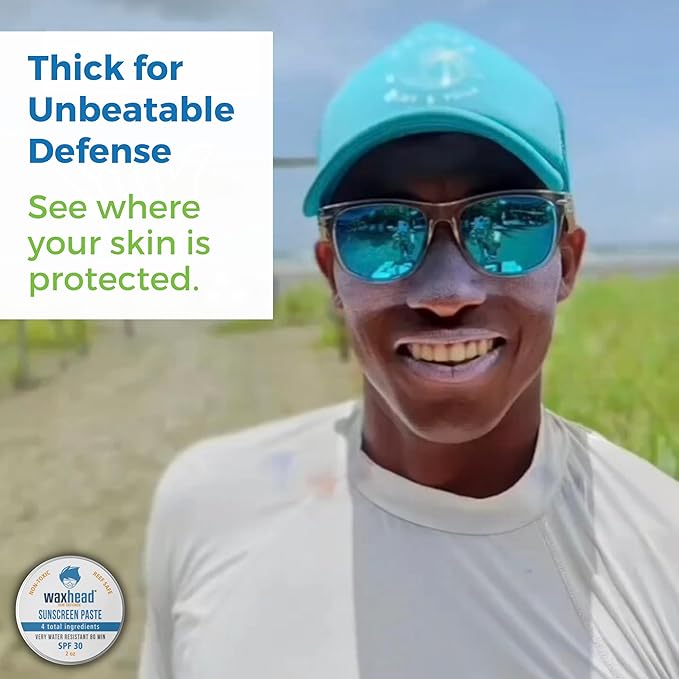 Waxhead Zinc Oxide Sunscreen Face for Nose, Reef Safe SPF 30, Pure Zinc Sunscreen Paste, Waterproof for Swimming Surfing Lifeguard, Biodegradable Natural Non-Toxic Cream Travel Strong (White 2oz Tin)