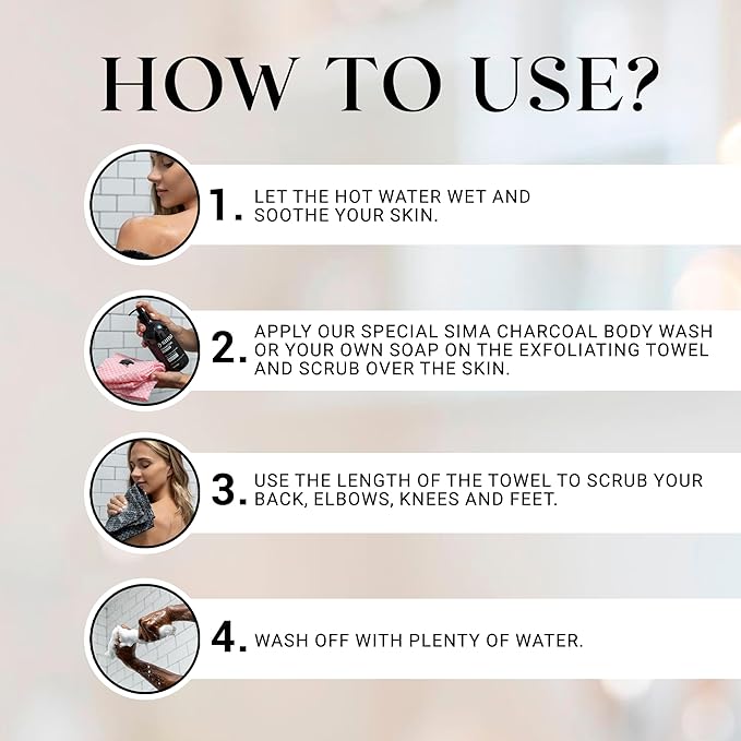 Sima - Bundle - Exfoliating Face & Body Scrub Towel White + Gentle Face Cloth