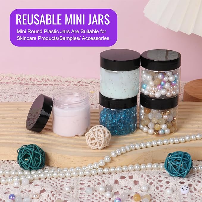 2 oz Plastic Jars with Lids - 48Pack, Round Clear Plastic Jars for Cream, Lotion, Powder, Ointment