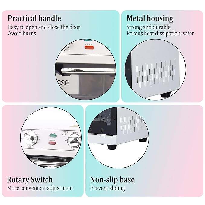 High Temperature Sterilizer, 8L Large Capacity Dry Heat Sterilizer, Max. Temperature 220℃, With Temperature Control & Timer, For Hair Salon Spa Nail Salon, Tool Sterilizer