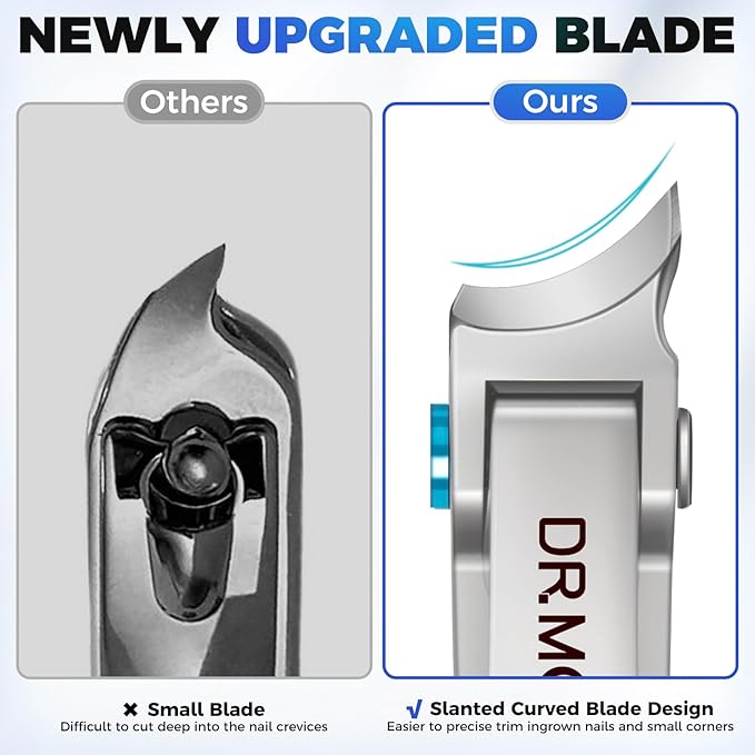 Toenail Clippers for Seniors Thick Toenails, Wide Jaw Opening Slanted Curved Toe Nail Clippers for Men Thick Ingrown Nails, Large 360 Degree Rotary Fingernail Clipper Nail Cutter