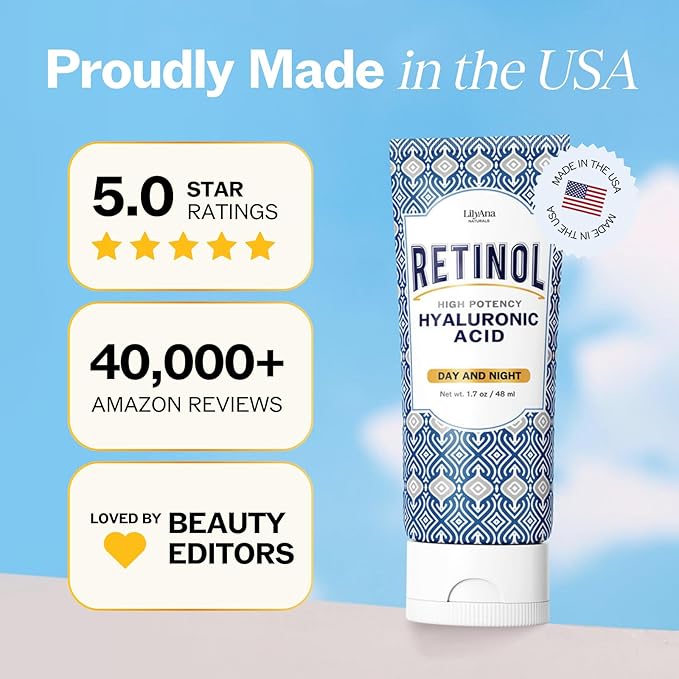 LilyAna Naturals Anti Aging Retinol Face Cream for Women – Wrinkle & Neck Cream for Firming, Retinol Moisturizer for Face with Hyaluronic Acid, Hydrating Night Cream for Fine Lines, Collagen Boost