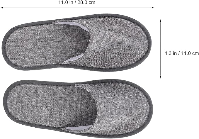Milisten 20pcs Disposable Cotton Closed Toe Washable Folding Spa Slippers for Guests, Hotels, Office (Grey)