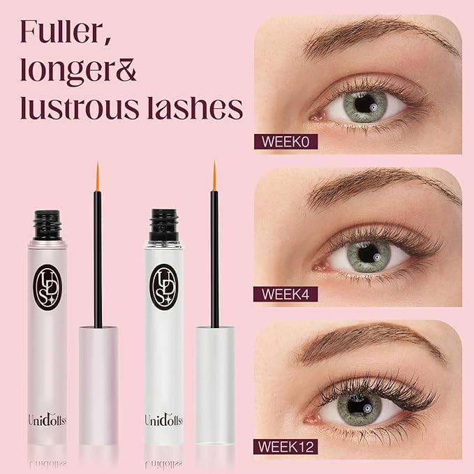 Unidollss Tubing Mascara Volume and Length Black and Lash Serum Set Lengthening Long Lasting All Day,Eyelash Growth Serum for Thicker,Longer Lash and Eyebrow,Tubing Mascara for 30+ Women,Gluten-free