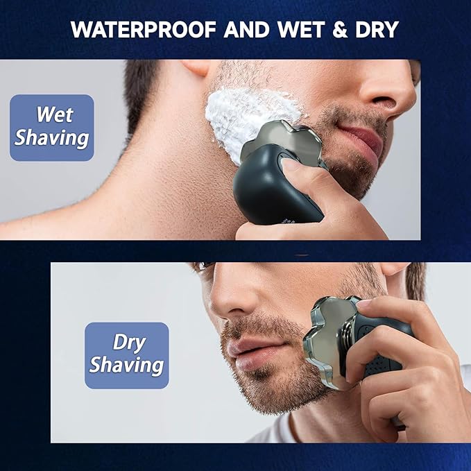 Electric Head Shaver for Bald Men, 5-in-1 Rotary Shaver for Bald Men, Waterproof Wet/Dry Grooming Kit Electric Shavers for Mens, Cordless Rechargeable 7D Bald Head Razor for Home&Travel 311 Black