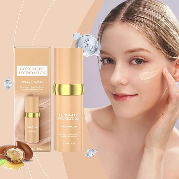 Biology 4-in-1 Foundation Hydrating Medium Spectrum Full Coverage Lotion Foundation, Protecting from Sun with SPF 50+, 4 1 Concealer Waterproof Longwear (Medium, 1 FL OZ)