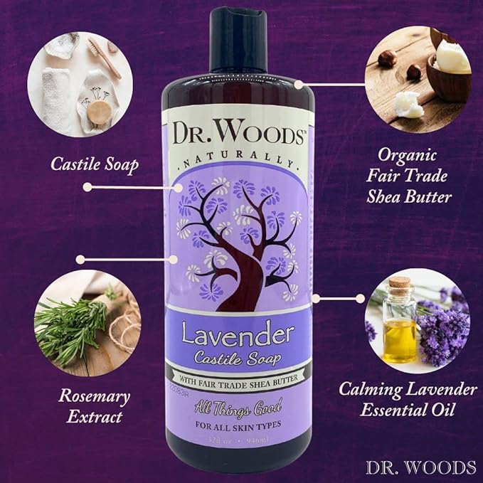 Dr. Woods Refreshing and Relaxing Pure Liquid Castile Soap with Organic Shea Butter Combo (2 Assorted 32 Ounce Bottles)