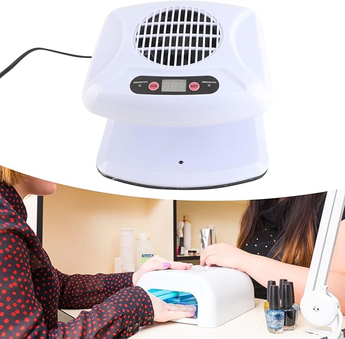 Nail Dryer for Regular Polish, Nail Gel Fast Drying Curing Nail Fan Dryer for One Hands and Single Legged, Nail Drying Fan with Auto Sensor, Hot & Cold Air Nail Dryer Fan