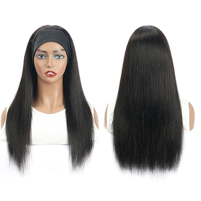 Aiterina Headband Wig Straight Human Hair Wigs for Black Women Glueless None Lace Front Human Hair Headband Wig Brazilian Virgin Hair Wigs Human Hair 150% Density 24 Inch