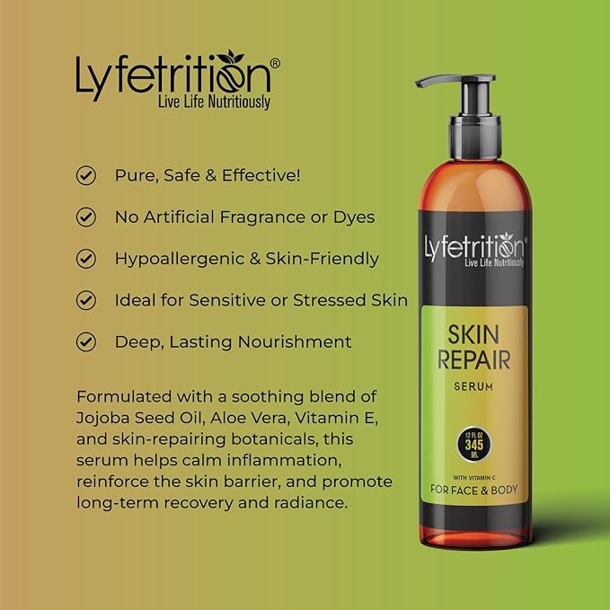 Lyfetrition skin repair serum | 12 oz Large Bottle | Repair Acne, Allergies and Sunburn | Skin Repair Serum for Men and Women | Skin Repair Serum for All Skin Types