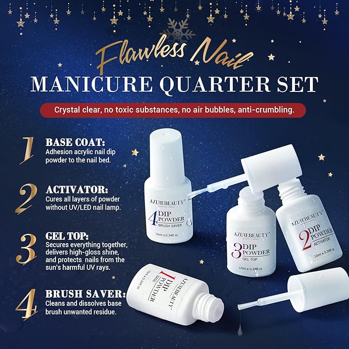 AZUREBEAUTY Dip Powder Nail Kit Starter Color Changing Glitter 20 Colors Magic Special Effect Dipping Powder Liquid Set with Base/Top Coat Activator for French Nails Manicure DIY Salon