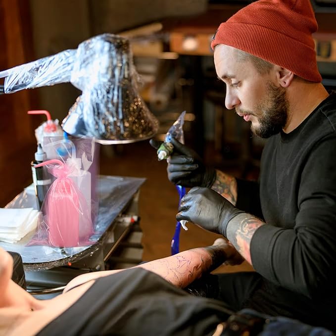 500PCS Pink Tattoo Wash Bottle Bags, Disposable Tattoo Bottle Bags Squeeze Bottle Bag Sleeves Dental Bottle Bag Covers, Tattoo Bottle Cleaning Bags for Tattoo Supplies Accessories