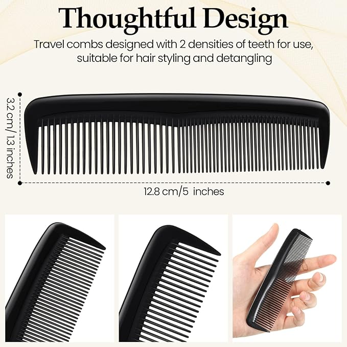 150 Pieces Hair Combs Bulk Black Plastic Pocket Hair Combs 5 Inch Fine Dressing for Women and Men, Hotel, Travel, Homeless