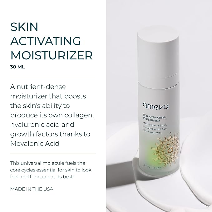 Mevalonic Acid Skin Activating Moisturizer: 100% Plant-Based, Vegan, Anti-Aging Formula, For Sensitive Skin, Boosts Collagen, Hyaluronic Acid and Retinol, Reduces Redness, Jojoba Oil, Ceramides