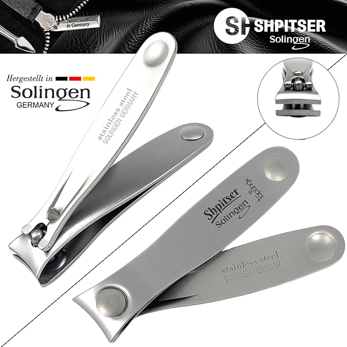 Shpitser Solingen Luxuries TopInox Surgical Stainless Steel German Hand Sharpened Manicure Pedicure Travel Set Grooming kit In Italian Leather Case Made in Solingen Germany (Dark Drown)