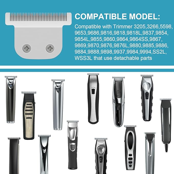 T-Blade Detachable Replacement blades Compatible with Wahl Trimmers 9864/9864SS/9686/9818A/9854L/9876L/9854/WSS3L/SS2L etc. (3 Pack)