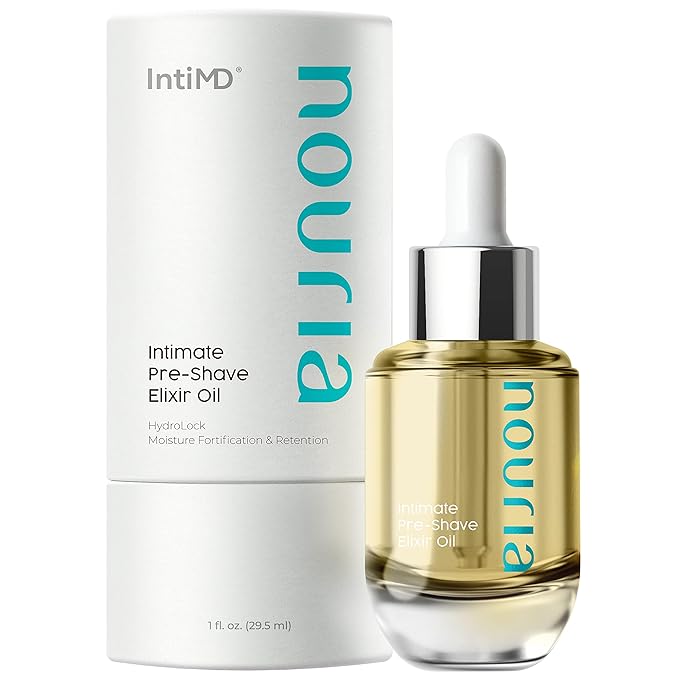 IntiMD Coochy Plus HydroLock Moisturizing + 3-Steps Kit Intimate Shave Gift Set: Nouria Pre-Shave Elixir Oil + Coochy Plus Shave Cream Fragrance Free and Coochy Plus After Shave Protection Mist