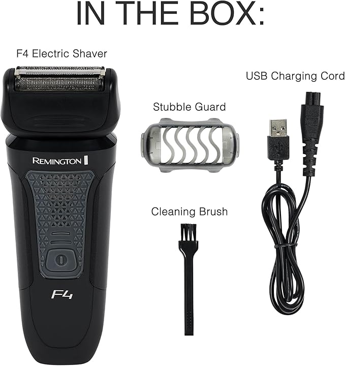 Remington F4 Style Series Foil Shaver for Men, Flexing Blades for Close and Comfortable Shave, Cordless Electric Rechargeable Razor.