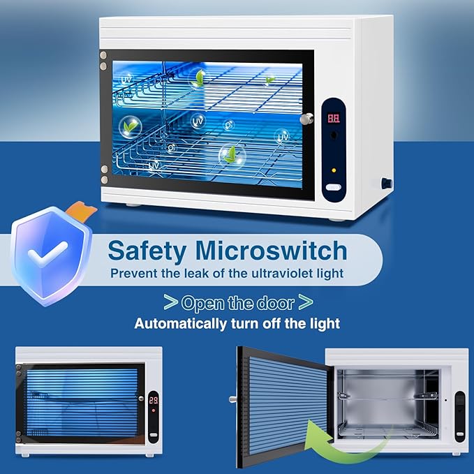 Nail Tool Cleaning Machine 17.14L Big Capacity UV Sanitizer Cabinet Salon Equipment for Spa Beauty Home Metal Tools